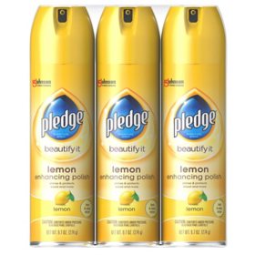 Pledge Furniture Enhancing Polish Spray, Lemon, 3ct., 29 oz.