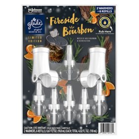 Glade PlugIns Scented Oil, 2 Warmers + 6 Refills (Fireside Bourbon)