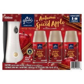 Glade Automatic Spray Air Freshener, 1 Holder + 3 Refills, Autumn Spiced Apple