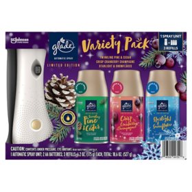 Glade Automatic Spray Air Freshener, 1 Holder + 3 Refills, Mixed Holiday Scents