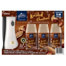 Glade Automatic Spray Air Freshener, Roasted Chestnut, 1 Holder + 3 Refills