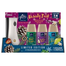 Glade Automatic Spray Holiday Variety Pack Air Freshener, Multiple, 1 Device + 3 Refills