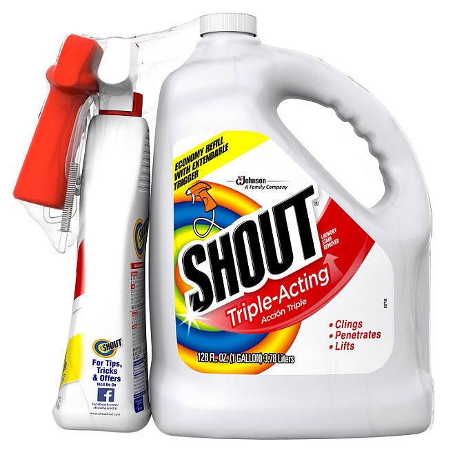 Shout Stain Remover with Extendable Trigger Hose (128 oz. + 22 oz.) 