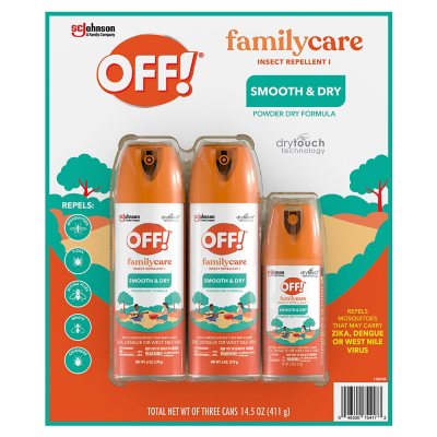 Off Family Care Insect Repellent Smooth Dry Travel Aerosol Sprays 6 Oz 2 5 Oz Sam S Club