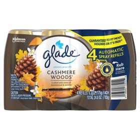 Glade Automatic Spray Air Freshener Refills, Clean Linen and Cashmere Woods,  4 ct.