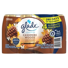 Glade Automatic Spray Air Freshener Refills, Clean Linen and Cashmere Woods,  4 ct.