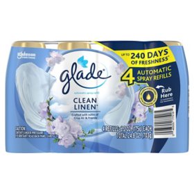 Glade Automatic Spray Air Freshener Refills, Clean Linen and Cashmere Woods,  4 ct.