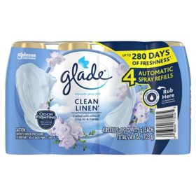 Glade Automatic Spray Air Freshener Refills, Clean Linen and Cashmere Woods,  4 ct.