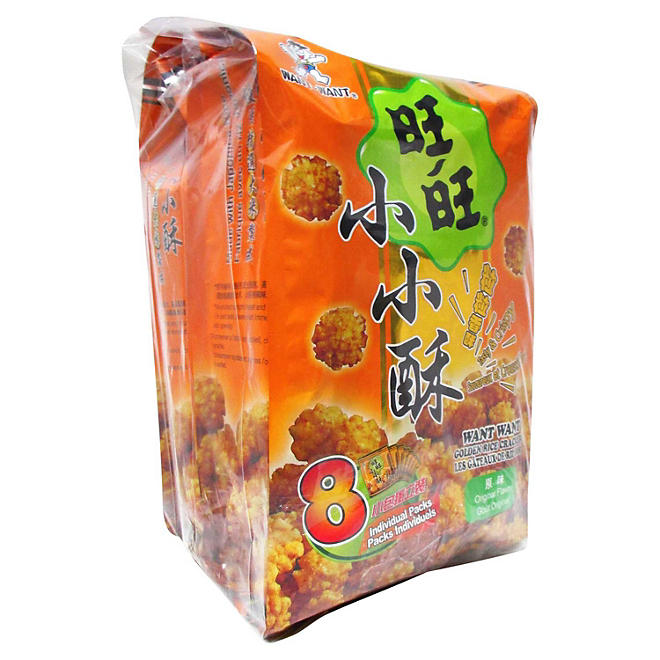 Want Want Golden Rice Crackers Original Flavor 8 ct., 2 pk.