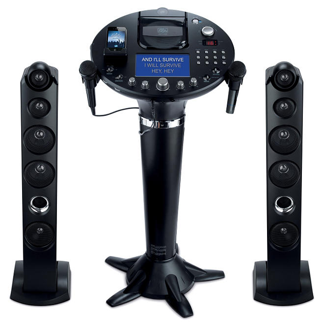 Singing Machine Pedestal CD+G Karaoke Player with iPod Dock and 7” TFT LCD Color Monitor