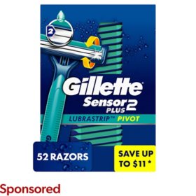 Gillette Sensor2 Plus Lubrastrip Pivot Men's Disposable Razors (52 ct.)