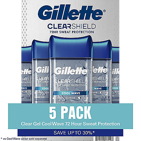 Gillette Cool Wave Clear Gel Men's Antiperspirant and Deodorant (3.8 oz., 5 pk.)