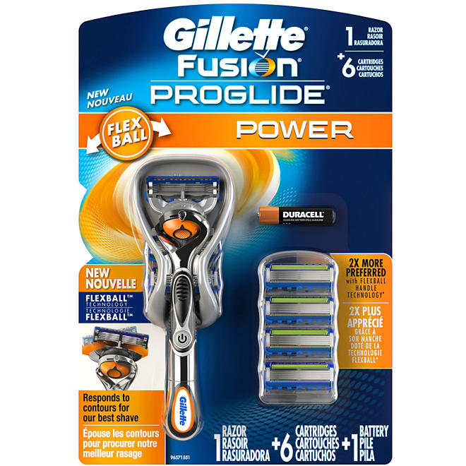 Gillette Fusion ProGlide Power Razor with Flexball Handle + 6 Cartridges