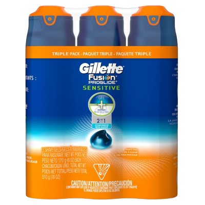 Gillette Fusion ProGlide Sensitive 2in1 Shave Gel, Ocean Breeze (6 oz