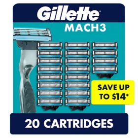 Gillette Mach3 Men's Razor Cartridges, 20 ct.