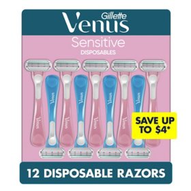 Venus Sensitive Disposable Razors for Women, 12 ct.