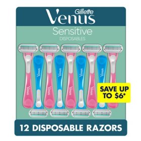 Gillette Venus Sensitive Disposable Razors for Women with Sensitive Skin,  Delivers Close Shave with Comfort, 6 Count (Pack of 1)