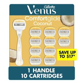 Venus Comfortglide Razor Handle + 10 Cartridges, Olay Coconut