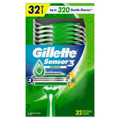 Gillette Sensor3 Sensitive Men's Disposable Razor (32 ct.) Sam's Club
