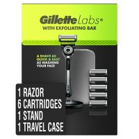 GilletteLabs with Exfoliating Bar Men's Razor with Travel Case + 6 ct. Blade Refills