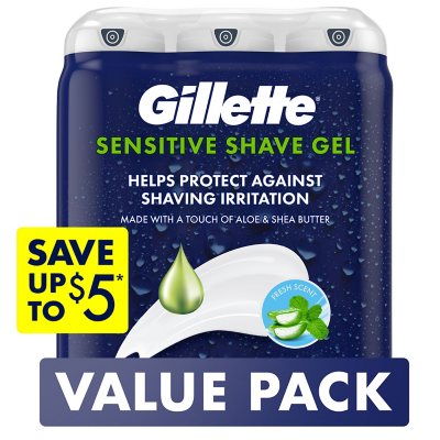 Gillette Sensitive Shave Gel with Aloe & Shea Butter (7 oz., 3 pk
