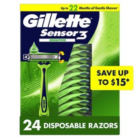 Gillette Sensor3 Sensitive Men's Disposable Razor, 24 ct.