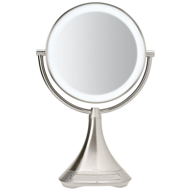 iHome Portable Double-Sided 9" Vanity Mirror with Bluetooth Speaker