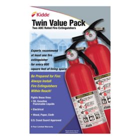 Kidde Twin Pack Fire Extinguisher, Rated 1A10BC