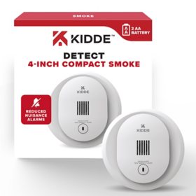 Kidde 4" Compact Battery Powered Smoke Detector, AA Batteries Included