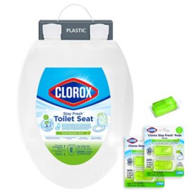 Clorox Antimicrobial Elongated Stay Fresh Scented Plastic Toilet Seat Value Pack