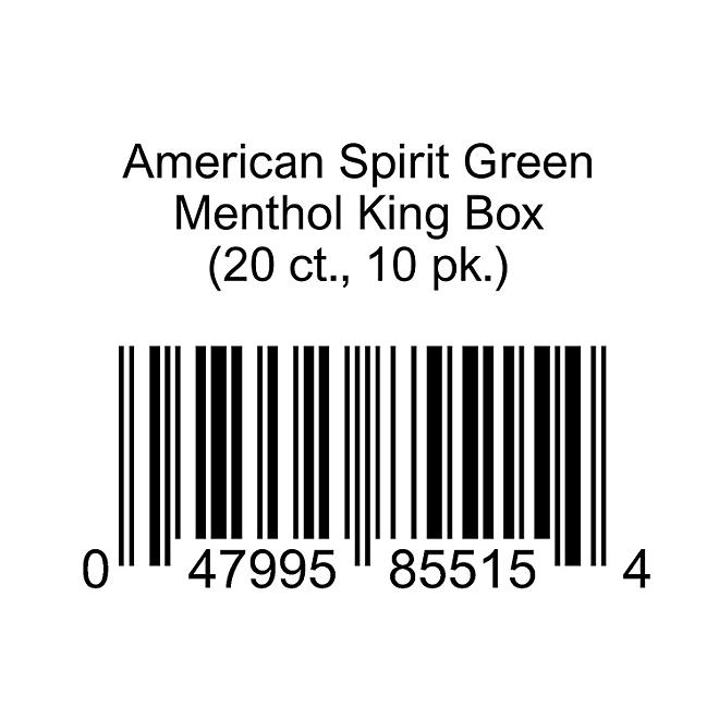 American Spirit Green Menthol King Box 20 ct., 10 pk.