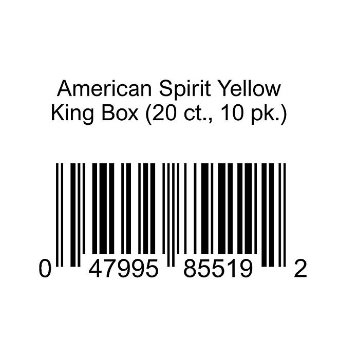 American Spirit Yellow King Box (20 ct., 10 pk.)