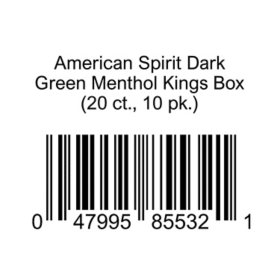 American Spirit Dark Green Menthol Kings Box 20 ct., 10 pk.