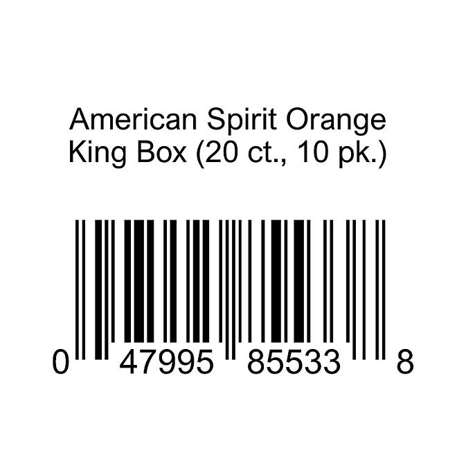 American Spirit Orange King Box 20 ct., 10 pk.