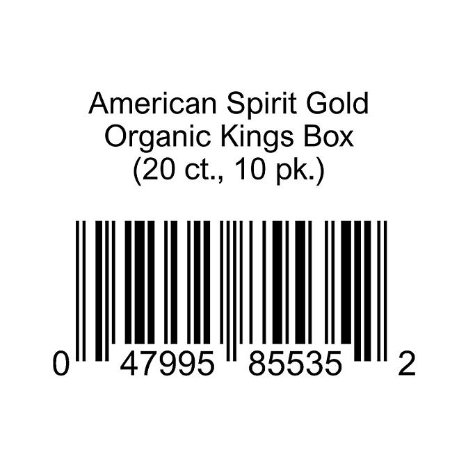 American Spirit Gold Organic Kings Box (20 ct., 10 pk.)
