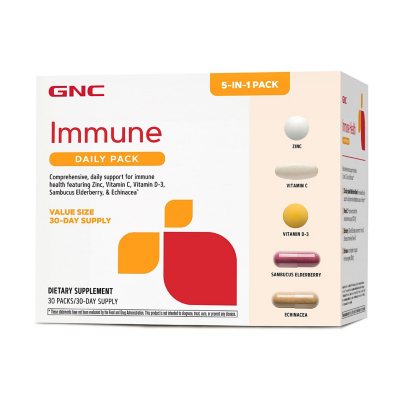 Gnc Immune Daily Packs 5 In 1 Immune Support With Vitamin C Vitamin D3 Zinc Echinacea And Elderberry 30 Ct Sam S Club