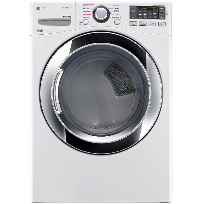 LG - 7.4 cu. ft. Ultra-Large Capacity SteamDryer with NFC Tag-On Technology - DLEX3370W White