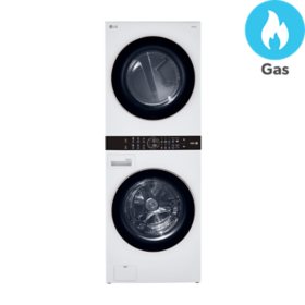 LG Single Unit Front Load WashTower with Center Control 4.5 cu. ft. Washer and 7.4 cu. ft. Gas Dryer 