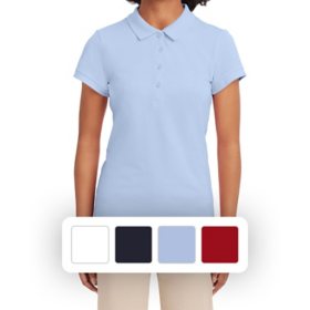 Izod Junior Girls' Short Sleeve Stretch Pique Polo Shirt
