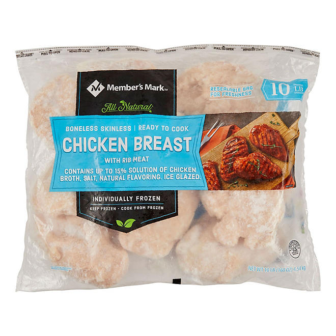 Member's Mark Boneless Skinless Chicken Breasts, Frozen (10 lbs.)