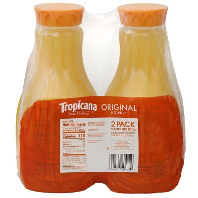 Tropicana Pure Premium Original No Pulp 100 Orange Juice 52 Fl Oz Bottle 2 Pk Sam S Club