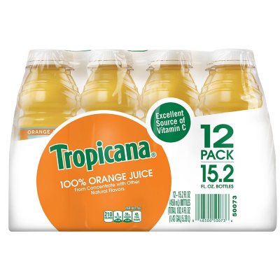 Tropicana No Pulp Pure Premium Orange Juice 14 fl. oz. - 12/Case