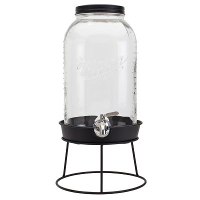 Plastic beverage dispenser jar with faucet 4 litre, bottle, bottle, jar  with metal screw cap and medid line