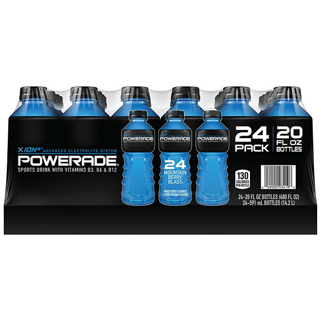 Powerade Mountain Blast Sports Drink 20 oz. bottles, 24 ct.