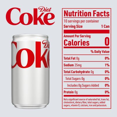 Coca-Cola Zero Sugar Soda 7.5oz Mini Cans, Quantity of 12 