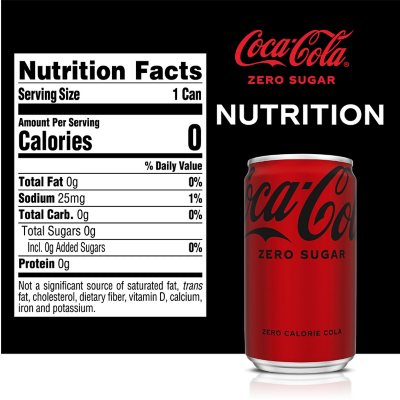 Coca-Cola Zero Sugar Mini Soda Pop Soft Drink, 7.5 fl oz, 10 Pack Cans