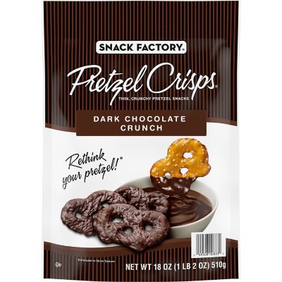 Snack Factory Pretzel Crisps Dark Chocolate Crunch, 18 oz. Sam's Club