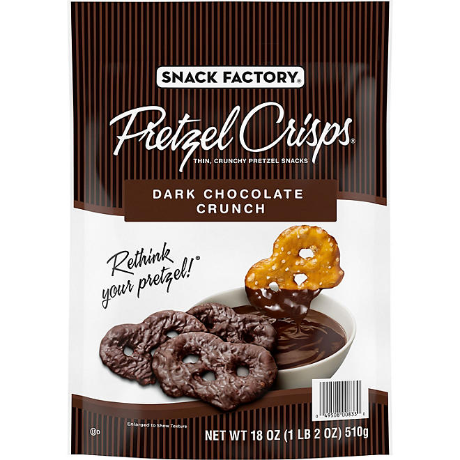 Snack Factory Pretzel Crisps Dark Chocolate Crunch, 18 oz.
