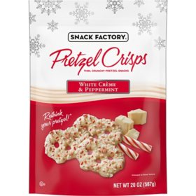 Snack Factory, Holiday White Crème & Peppermint Covered Pretzels, 20 oz.