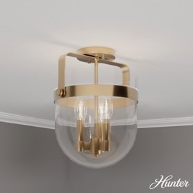 Hunter Karloff Alturas with Clear Glass 3 Light Flush Mount Ceiling Light Fixture 